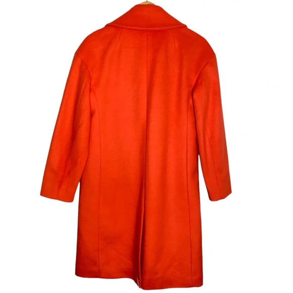 J. Crew Red Radiant Orange Relaxed Topcoat In Italian Wool Cashmere Women's XS - Picture 10 of 12